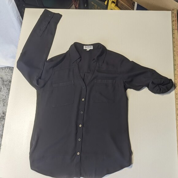 Express Size Small Black Button Down - Picture 2 of 12